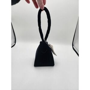 Sasha Black Velvet Hard Shell Evening Bag Purse Geometric Shaped New 4X5in